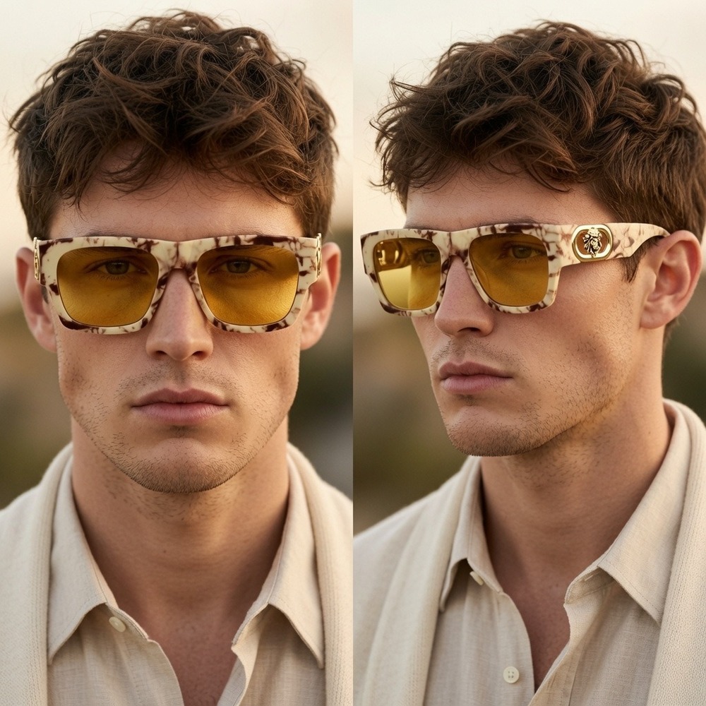 Mens Square Marble Sunglasses Stylish Sunglasses For Luxury Beach Club Outfits